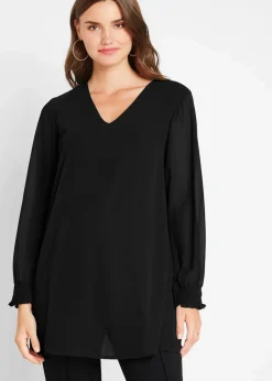 bonprix Bekleidung·Jacken & Mäntel|Nachhaltigere Materialien^Long- Tunikabluse schwarz