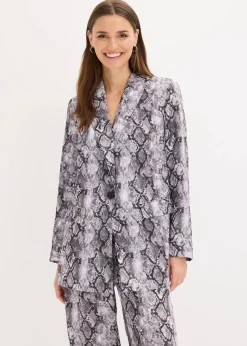 bonprix Bekleidung·Basics|Nachhaltigere Materialien^Longblazer graubraun schlange bedruckt