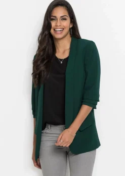 bonprix Blazer|Bekleidung·Basics^Longblazer tiefgrün