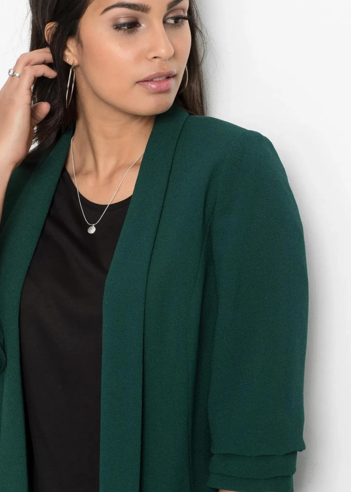 bonprix Blazer|Bekleidung·Basics^Longblazer tiefgrün