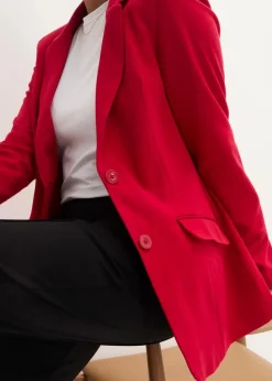 bonprix Blazer|Nachhaltigere Materialien^Longblazer aus Baumwoll-Jersey chillirot