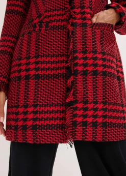 bonprix Bekleidung·Basics|Blazer^Longblazer aus Bouclé tiefrot/schwarz kariert