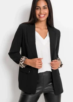 bonprix Bekleidung·Basics|Blazer^Longblazer aus fließendem Viskose-Mix schwarz
