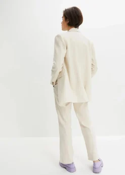 bonprix Bekleidung·Basics|Blazer^Longblazer aus Leinen-Viskose-Mix kieselbeige