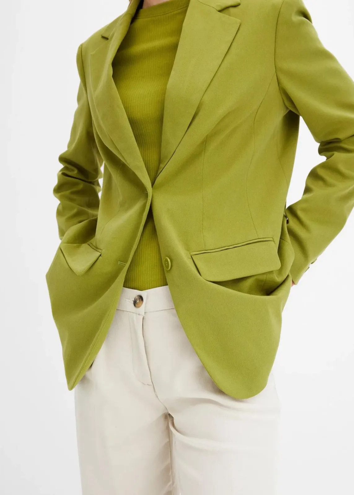 bonprix Bekleidung·Basics|Blazer^Longblazer aus Viskose-Mix moos