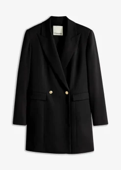 bonprix Blazer^Longblazer mit dekorativen Knöpfen schwarz