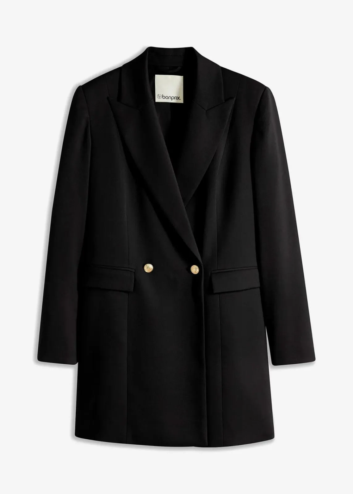 bonprix Blazer^Longblazer mit dekorativen Knöpfen schwarz