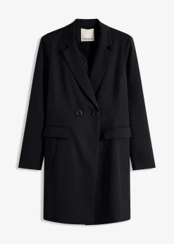 bonprix Jacken & Mäntel|Nachhaltigere Materialien^Longblazer mit V-Ausschnitt, langarm schwarz