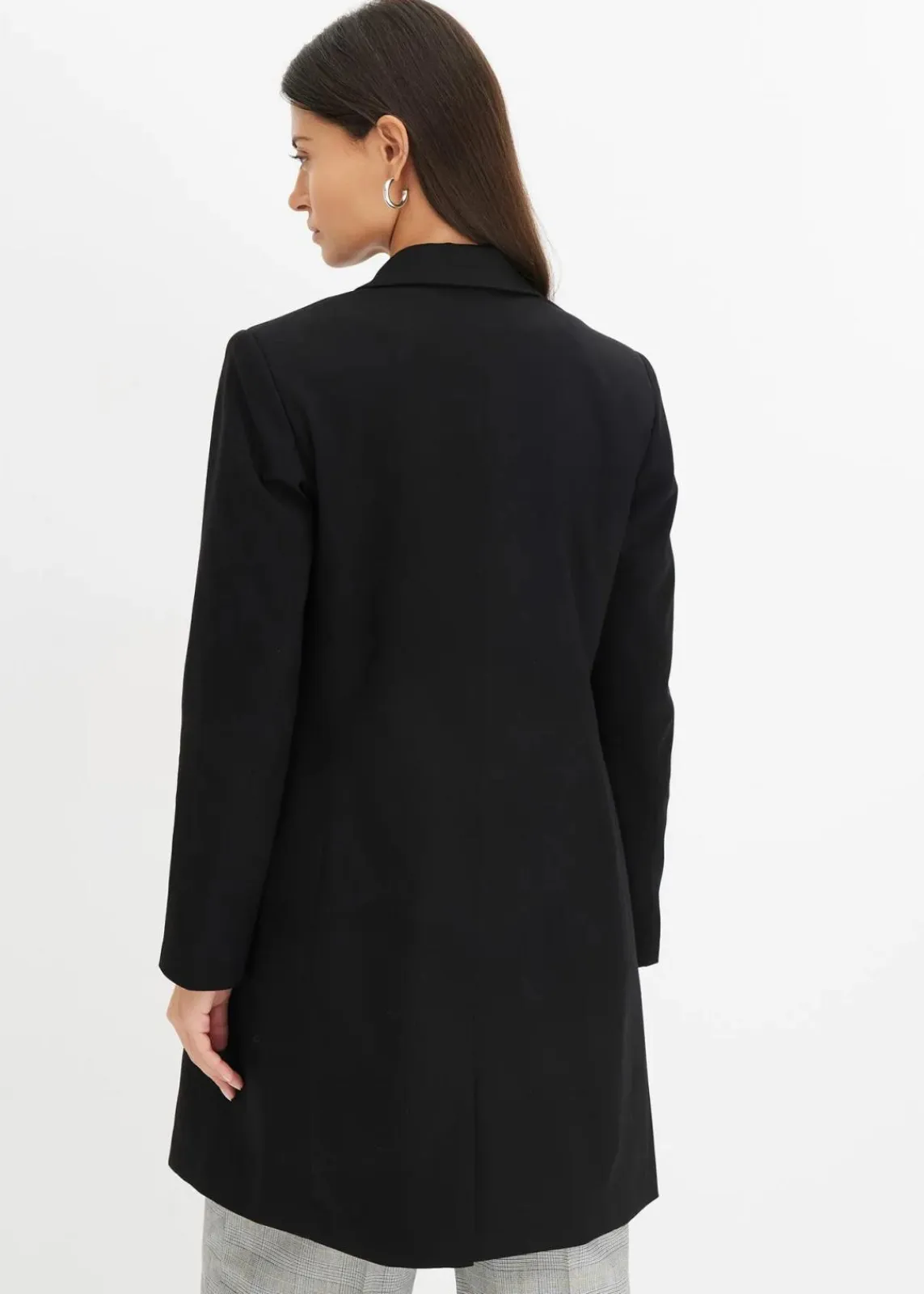 bonprix Jacken & Mäntel|Nachhaltigere Materialien^Longblazer mit V-Ausschnitt, langarm schwarz