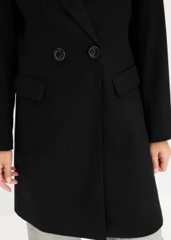 bonprix Jacken & Mäntel|Nachhaltigere Materialien^Longblazer mit V-Ausschnitt, langarm schwarz