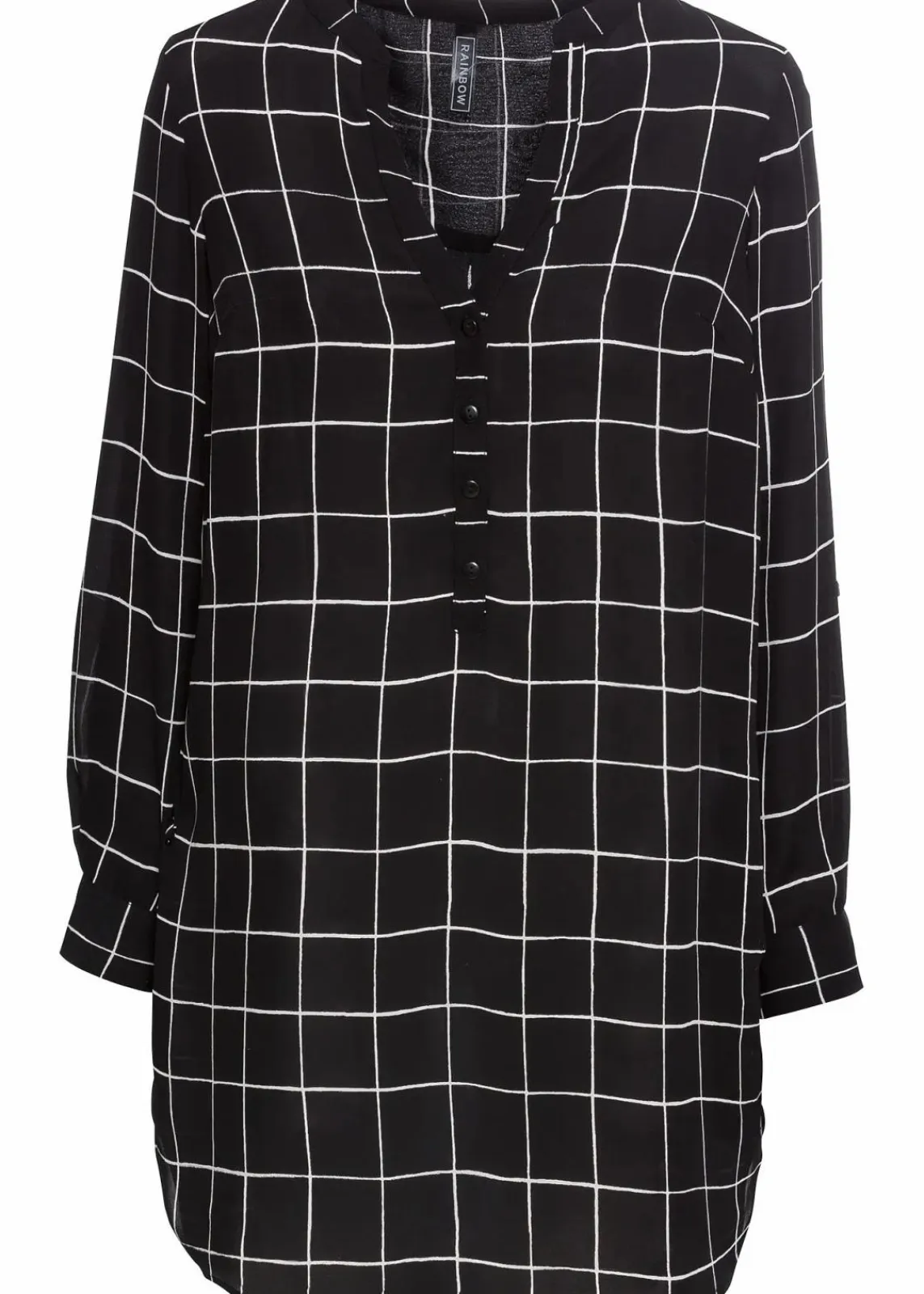 bonprix Bekleidung·Jacken & Mäntel|Blusen & Tuniken^Longbluse schwarz/weiß kariert