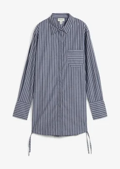 bonprix Bekleidung·Jacken & Mäntel|Blusen & Tuniken^Longbluse aus reiner Baumwolle dunkelblau/weiß gestreift