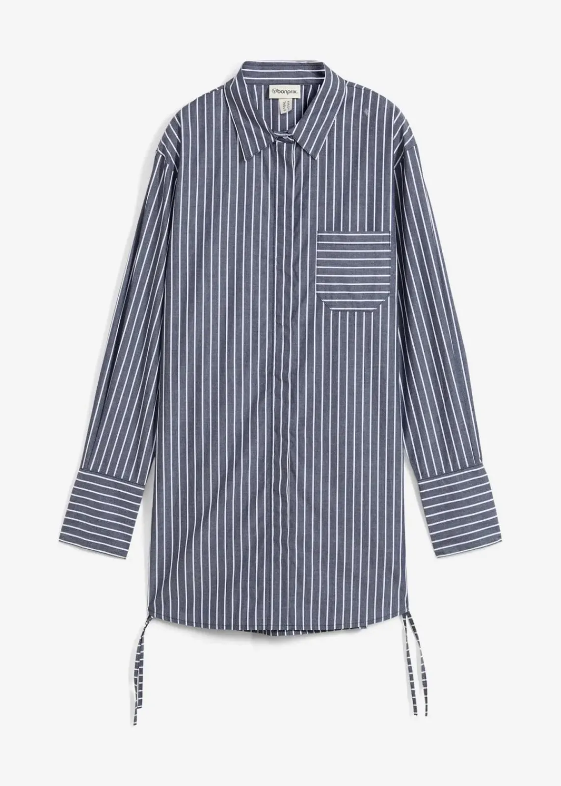 bonprix Bekleidung·Jacken & Mäntel|Blusen & Tuniken^Longbluse aus reiner Baumwolle dunkelblau/weiß gestreift