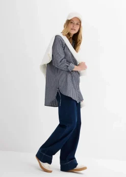 bonprix Bekleidung·Jacken & Mäntel|Blusen & Tuniken^Longbluse aus reiner Baumwolle dunkelblau/weiß gestreift