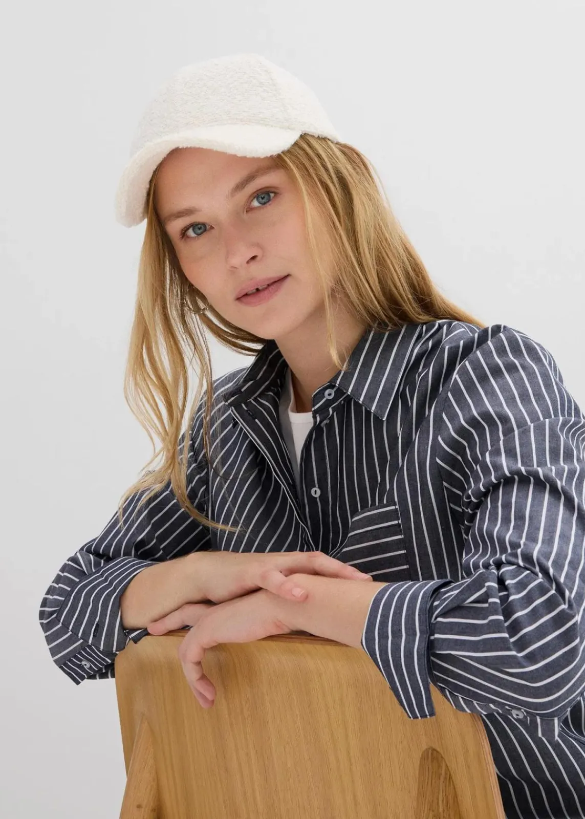 bonprix Bekleidung·Jacken & Mäntel|Blusen & Tuniken^Longbluse aus reiner Baumwolle dunkelblau/weiß gestreift