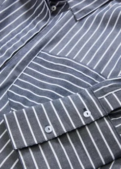 bonprix Bekleidung·Jacken & Mäntel|Blusen & Tuniken^Longbluse aus reiner Baumwolle dunkelblau/weiß gestreift