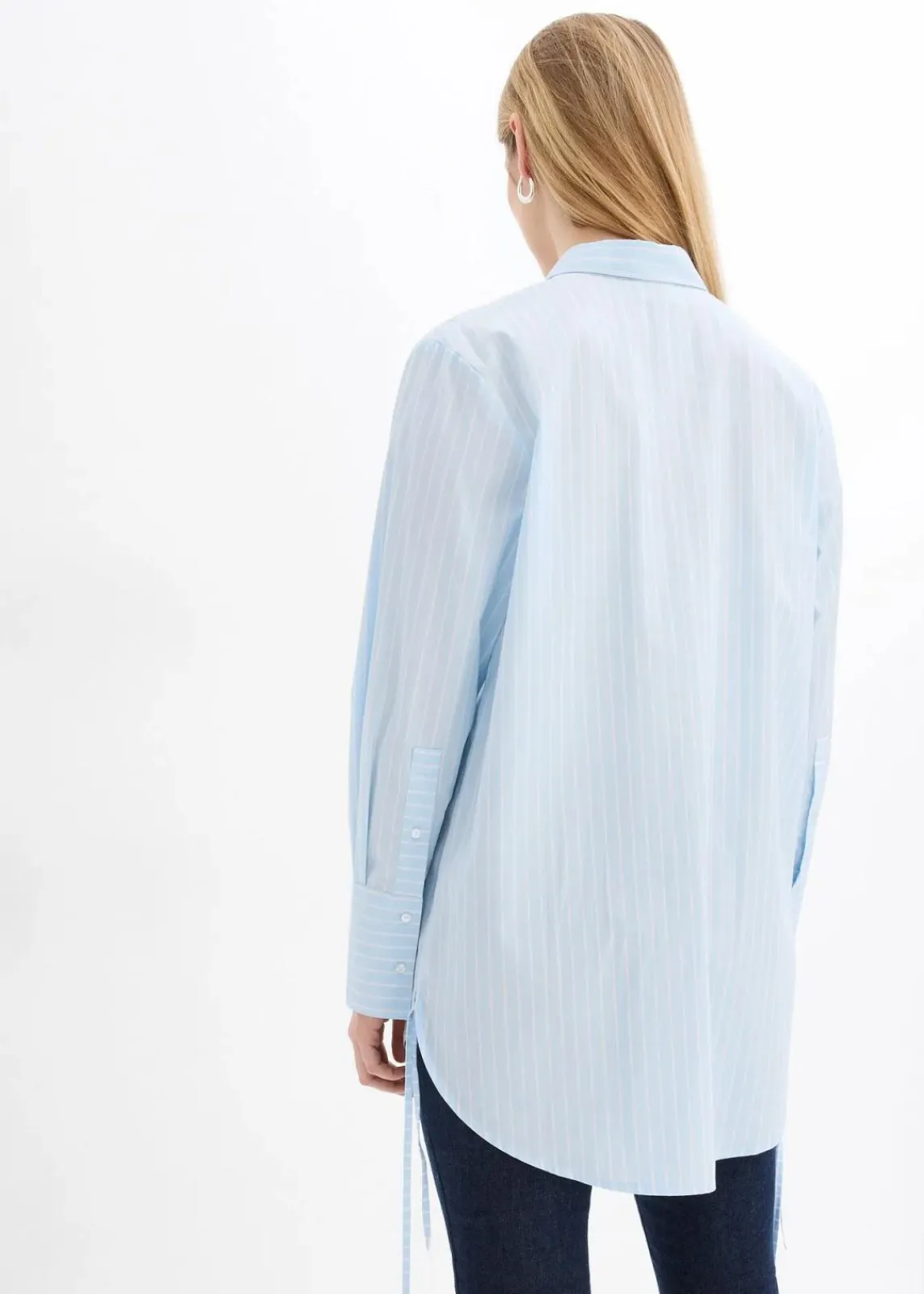 bonprix Blusen & Tuniken|Bekleidung·Jacken & Mäntel^Longbluse aus reiner Baumwolle eisblau/weiß gestreift