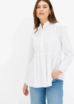 bonprix Bekleidung·Jacken & Mäntel|Blusen & Tuniken^Longbluse aus Baumwoll-Mix weiß