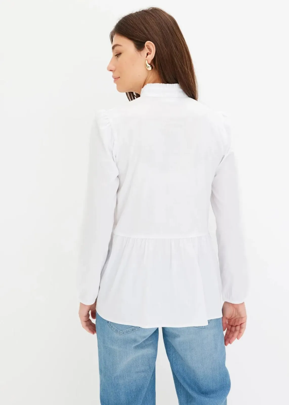 bonprix Bekleidung·Jacken & Mäntel|Blusen & Tuniken^Longbluse aus Baumwoll-Mix weiß