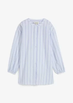 bonprix Blusen & Tuniken|Bekleidung·Jacken & Mäntel^Longbluse aus Baumwollpopeline zartblau längs gestreift