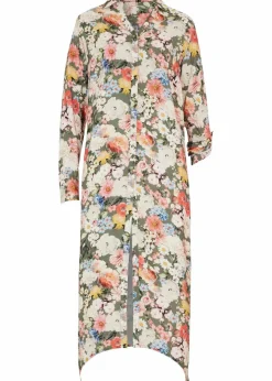 bonprix Bekleidung·Jacken & Mäntel|Nachhaltigere Materialien^Longbluse aus fließender Viskose oliv geblümt