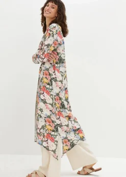 bonprix Bekleidung·Jacken & Mäntel|Nachhaltigere Materialien^Longbluse aus fließender Viskose oliv geblümt