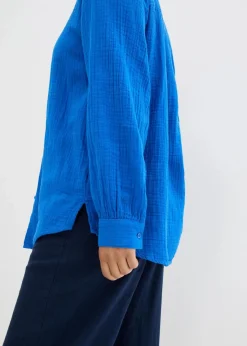 bonprix Blusen & Tuniken|Bekleidung·Jacken & Mäntel^Longbluse aus luftigem Musselin azurblau