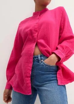 bonprix Blusen & Tuniken|Bekleidung·Jacken & Mäntel^Longbluse aus luftigem Musselin pinklady
