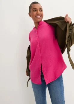 bonprix Blusen & Tuniken|Bekleidung·Jacken & Mäntel^Longbluse aus luftigem Musselin pinklady