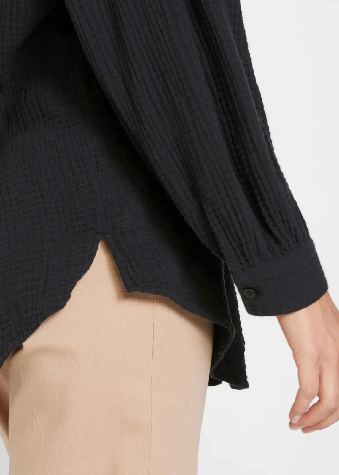 bonprix Bekleidung·Jacken & Mäntel|Blusen & Tuniken^Longbluse aus luftigem Musselin schwarz