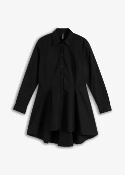 bonprix Bekleidung·Jacken & Mäntel|Blusen & Tuniken^Longbluse mit Volant schwarz