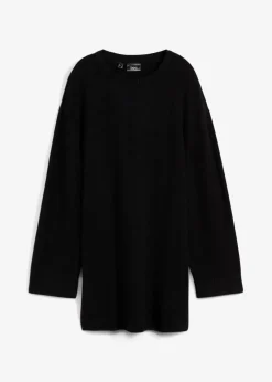 bonprix Bekleidung·Umstandsmode|Strickmode^Long-Feinstrickpullover mit Seitenschlitzen aus Viskose-Mix schwarz
