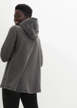bonprix Jacken & Mäntel|Sweat^Long-Fleecejacke mit Reißverschluss-Taschen schiefergrau