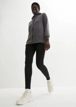 bonprix Jacken & Mäntel|Sweat^Long-Fleecejacke mit Reißverschluss-Taschen schiefergrau