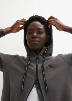bonprix Jacken & Mäntel|Sweat^Long-Fleecejacke mit Reißverschluss-Taschen schiefergrau
