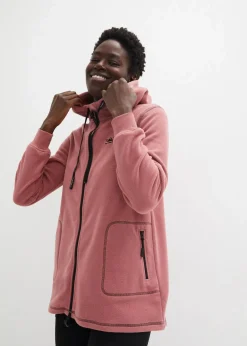 bonprix Jacken & Mäntel|Sweat^Long-Fleecejacke mit Reißverschluss-Taschen softbeere