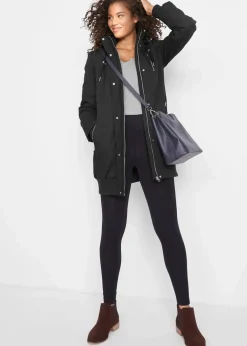 bonprix Bekleidung·Hosen|Jacken & Mäntel^Longjacke mit Kapuze, wattiert schwarz