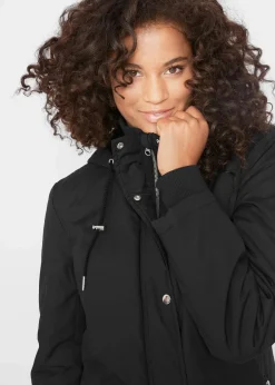 bonprix Bekleidung·Hosen|Jacken & Mäntel^Longjacke mit Kapuze, wattiert schwarz