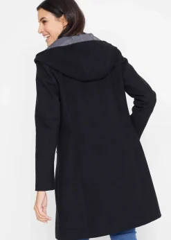 bonprix Bekleidung·Hosen|Jacken & Mäntel^Longjacke mit schrägem Reißverschluss schwarz
