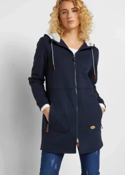 bonprix Bekleidung·Blusen & Tuniken|Sweat^Long-Kapuzen-Sweatjacke dunkelblau