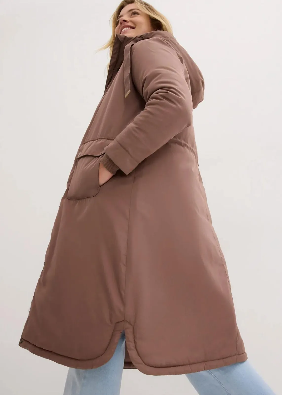 bonprix Nachhaltigere Materialien|Jacken & Mäntel^Long-Parka matt braun