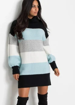 bonprix Bekleidung·Umstandsmode|Strickmode^Long-Pullover schwarz/nebelblau gestreift