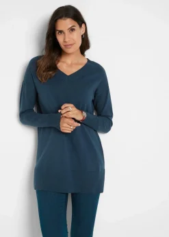 bonprix Pullover & Strickjacken|Bekleidung·Jeans^Long-Pullover dunkelblau