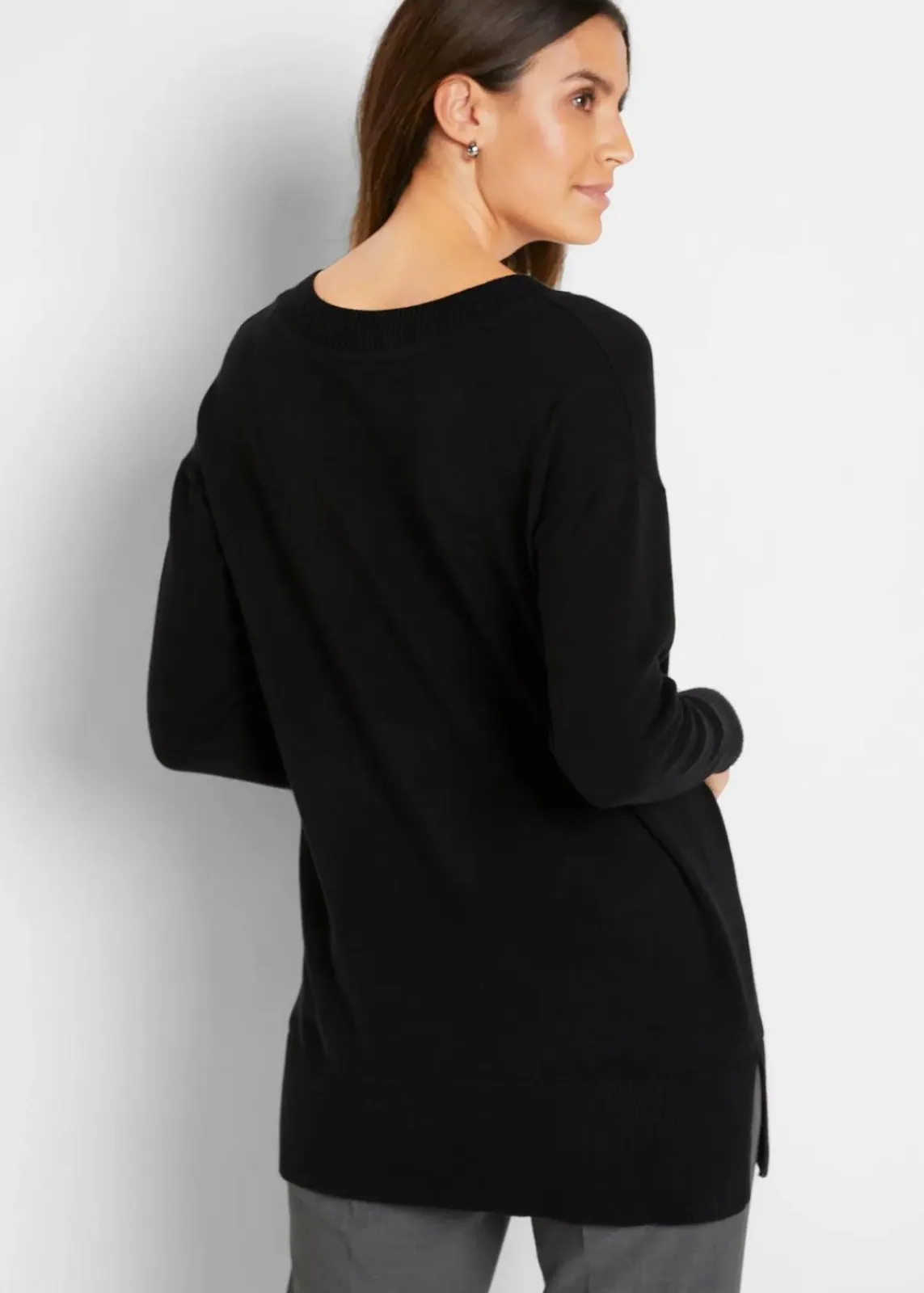 bonprix Bekleidung·Umstandsmode|Strickmode^Long-Pullover schwarz
