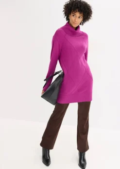 bonprix Bekleidung·Umstandsmode|Strickmode^Longpullover dunkelfuchsia