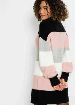 bonprix Bekleidung·Umstandsmode|Strickmode^Long-Pullover schwarz/altrosa/wollweiß