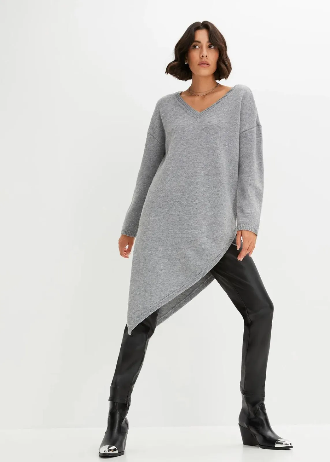 bonprix Bekleidung·Umstandsmode|Bekleidung·Jeans^Long-Pullover hellgrau meliert