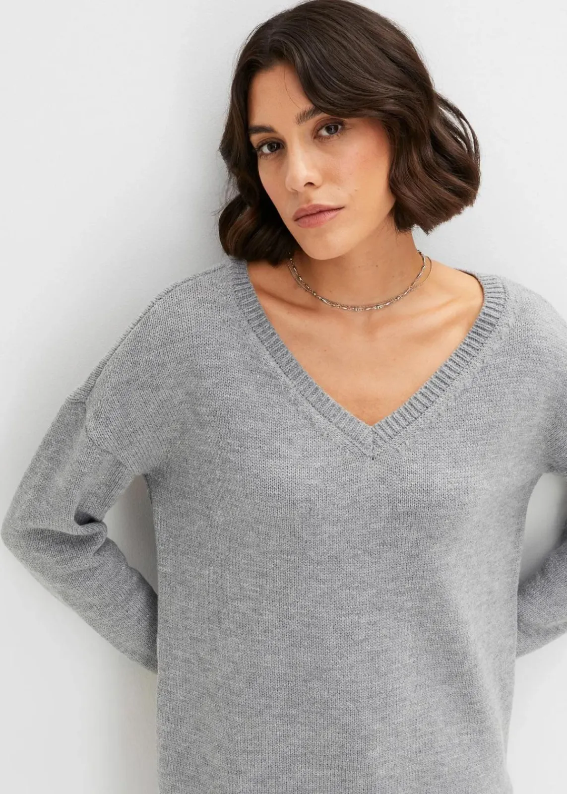 bonprix Bekleidung·Umstandsmode|Bekleidung·Jeans^Long-Pullover hellgrau meliert