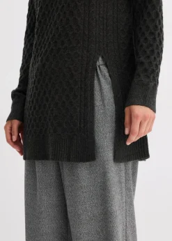 bonprix Pullover & Strickjacken|Strickmode^Longpullover aus fließendem Viskose-Mix anthrazit meliert meliert