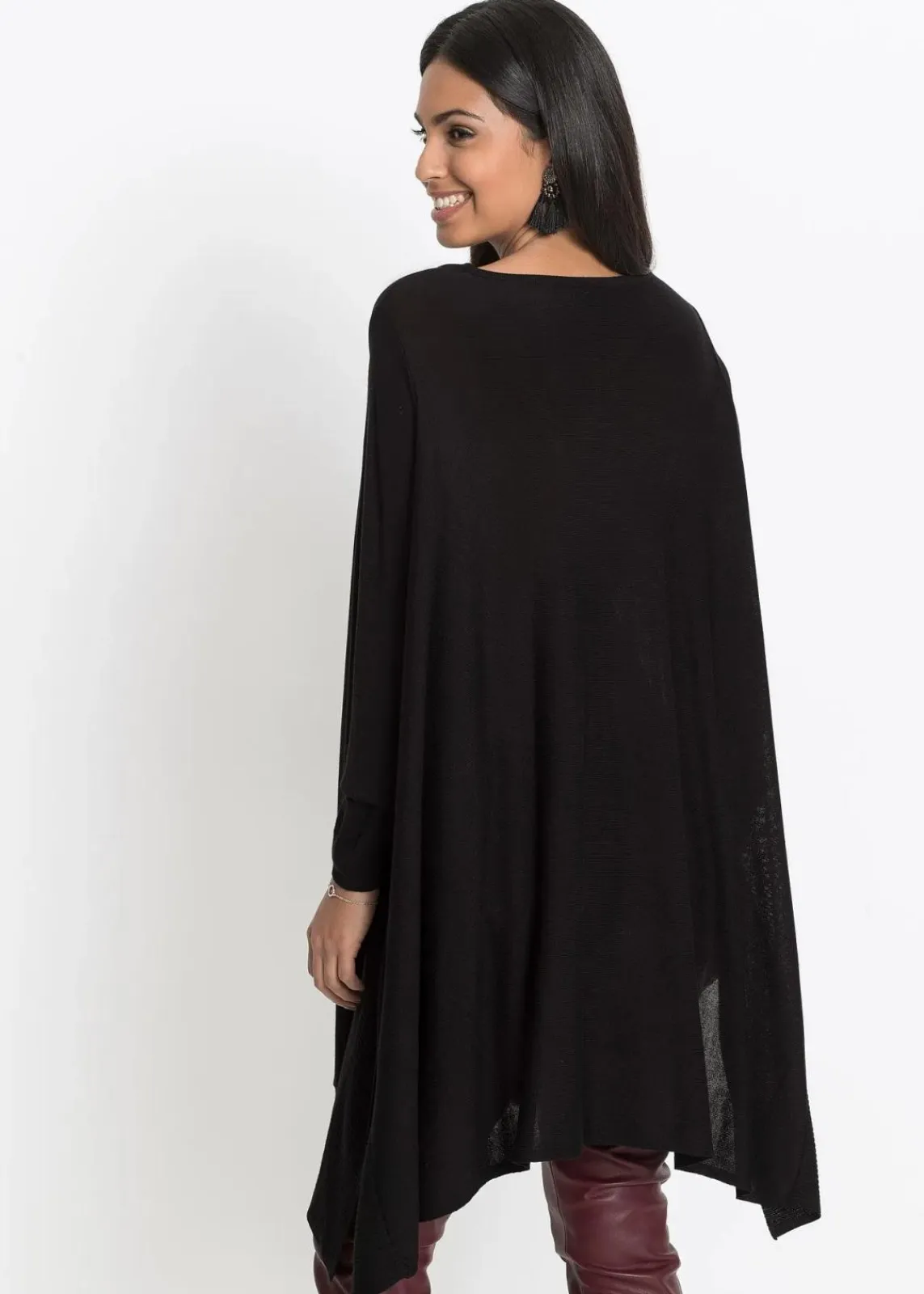 bonprix Bekleidung·Umstandsmode|Strickmode^Long-Pullover aus Viskose-Mix schwarz
